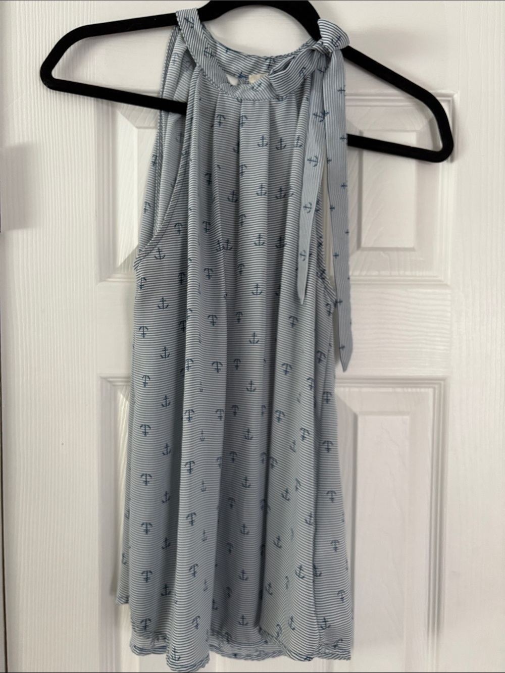 Maison Jules Women's Light Blue Nautical Anchor Halter Top Size L Large